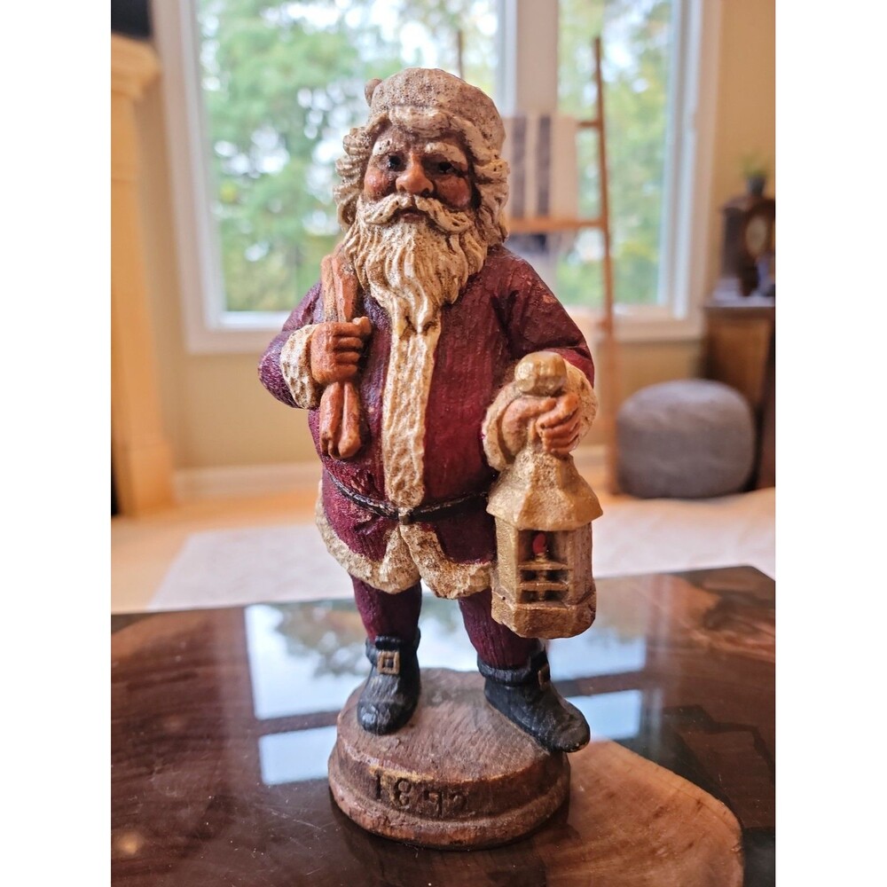 Vintage Village Art Santa Figurine W/ Lantern 8.5"